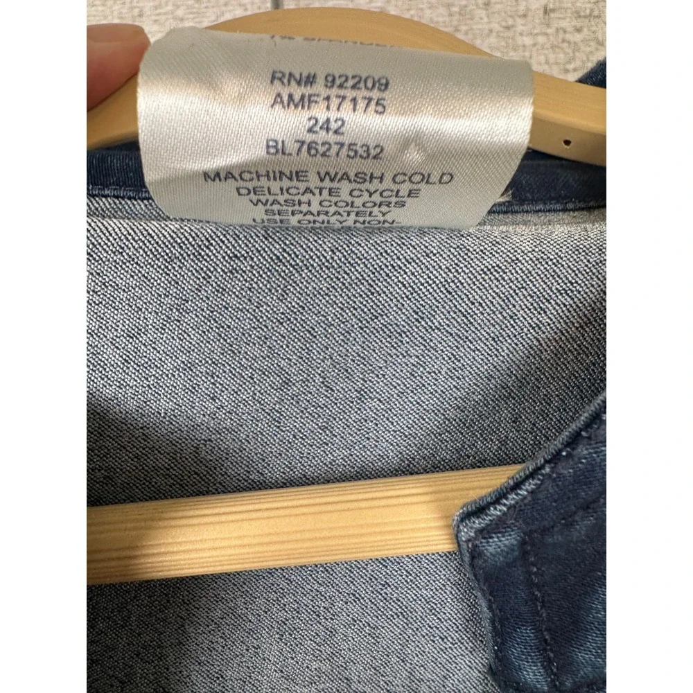 Vintage y2k Bedford Fair Dark Wash Denim Dress Size 14 Belted Button Front - Picture 5 of 5